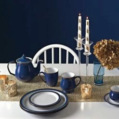 Denby Imperial Blue Shallow Rimmed Bowl -HARTS OF STUR Sales 001010008 Denby Imperial Blue Coupe Shallow Rimmed Bowl 3