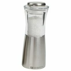 T&G CrushGrind Apollo Brushed Stainless Steel And Acrylic Salt Mill