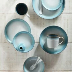 Denby Azure Haze 4 Piece Small Coupe Plate Set -HARTS OF STUR Sales 123042003 DENBY AZURE HAZE 4 PIECE SMALL COUPE PLATE SET 4