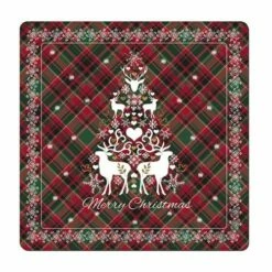 Denby Christmas Tartan Set Of 6 Square Placemats