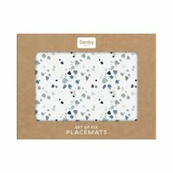 Denby Elements Set Of 6 Terrazzo Effect Blues Placemats -HARTS OF STUR Sales 151014464 Denby Elements Set Of 6 Terrazzo Effect Blues Placements 1