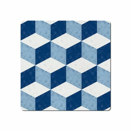 Denby Blue Geometric Square Set Of 6 Placemats 4 Denby Blue Geometric Square Set Of 6 Placemats - Image 2