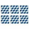 Denby Blue Geometric Square Set Of 6 Placemats -HARTS OF STUR Sales 151018730 Denby Blue Geometric Square Set Of 6 Placemats