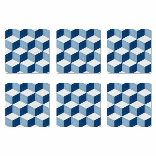 Denby Blue Geometric Square Set Of 6 Placemats 3 Denby Blue Geometric Square Set Of 6 Placemats