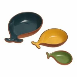 Dexam Sintra Set Of 3 Glazed Terracotta Fish Tapas Dishes