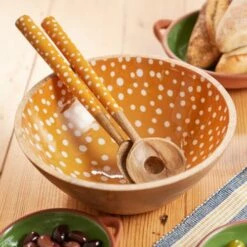 Dexam Sintra Mango Wood Spotted Salad Servers Ochre -HARTS OF STUR Sales 16050471 Dexam Sintra Mango Wood Spotted Salad Servers Ochre 3