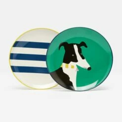 Joules Brightside Doris The Dog Set Of 2 Side Plates -HARTS OF STUR Sales 218317DOGSTRIPE Joules Brightside Doris The Dog Set Of 2 Side Plates 1