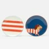 Joules Brightside Dachshund Set Of 2 Side Plates -HARTS OF STUR Sales 218317STRIPEDACH Joules Brightside Dachshund Set Of 2 Side Plates