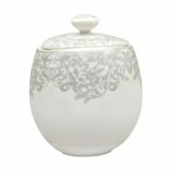 Denby Monsoon Filigree Silver Covered Sugar Bowl