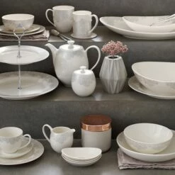 Denby Monsoon Filigree Silver Medium Serving Bowl -HARTS OF STUR Sales 359010151 Denby Monsoon Filigree Silver Medium Serving Bowl 2