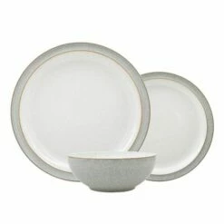 Denby Elements Light Grey 12 Piece Tableware Set