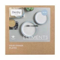Denby Elements Blue Set Of 4 Dinner Plates -HARTS OF STUR Sales 381040005 Denby Elements Blue Set Of 4 Dinner Plates 2