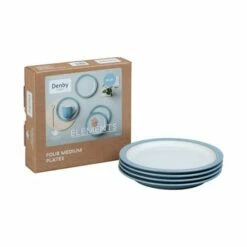 Denby Elements Blue Set Of 4 Medium Plate -HARTS OF STUR Sales 381041004 Denby Elements Blue Set Of 4 Medium Plate 1