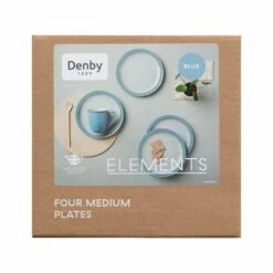 Denby Elements Blue Set Of 4 Medium Plate -HARTS OF STUR Sales 381041004 Denby Elements Blue Set Of 4 Medium Plate 2