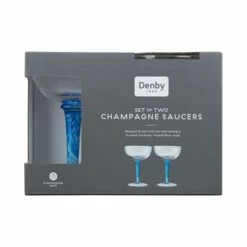 Denby Imperial Blue Set Of 2 Champagne Saucers -HARTS OF STUR Sales 400013512 Denby Imperial Blue Set Of 2 Champagne Saucers 2