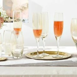 Denby Monsoon Lucille Gold Set Of 2 Champagne Flutes -HARTS OF STUR Sales 401013767 Denby Monsoon Lucille Gold Pack of 2 Champagne Flutes 3