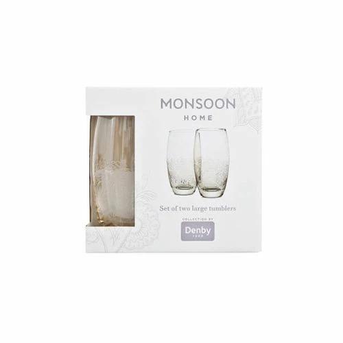 Denby Monsoon Lucille Gold Set Of 2 Large Tumblers 4 Denby Monsoon Lucille Gold Set Of 2 Large Tumblers - Image 2