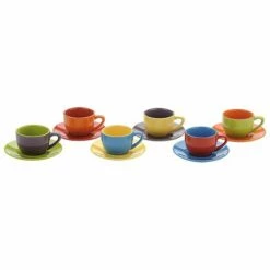 BIA Set Of 6 Espresso Cups & Saucers Assorted Colours