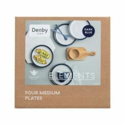 Denby Elements Dark Blue Set Of 4 Medium Plate -HARTS OF STUR Sales 405041004 Denby Elements Dark Blue Set Of 4 Medium Plate 2