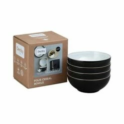 Denby Elements Black Set Of 4 Cereal Bowl -HARTS OF STUR Sales 406042207 Denby Elements Black Set Of 4 Cereal Bowl 1