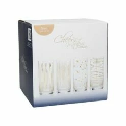 Mikasa Cheers Metallic Gold Set Of 4 16z High Ball Glasses -HARTS OF STUR Sales 5140628 Mikasa Cheers Metallic Gold Set Of 4 16Oz High Ball Glasses 1