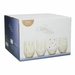 Mikasa Cheers Metallic Gold Set Of 4 Stemless 16.5oz Wine Glasses -HARTS OF STUR Sales 5140632 Mikasa Cheers Metallic Gold Set Of 4 Stemless 16 5oz Wine Glasses 1
