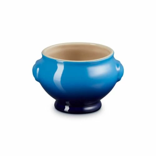 Le Creuset Azure Blue Stoneware Lion Head Soup Bowl 3 Le Creuset Azure Blue Stoneware Lion Head Soup Bowl