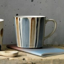 Denby Brown Stripe Painted Large Mug -HARTS OF STUR Sales 61010741 Denby Handcrafted Brown Stripe Painted Large Mug 2