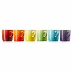Le Creuset Stoneware Set Of 6 Rainbow Cappuccino Mugs -HARTS OF STUR Sales 79114208359030 Le Creuset Rainbow Cappuccino Mugs 6 Pack 2