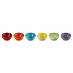 Le Creuset Stoneware Set Of 6 Rainbow Snack Bowls 330ml -HARTS OF STUR Sales 79349338359030 Le Creuset Stoneware Set Rainbow Snack Bowls 1