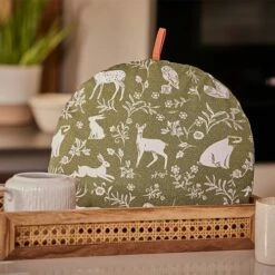 Ulster Weavers Forest Friends Sage Green & Terracotta Tea Cosy -HARTS OF STUR Sales 7FFSG04 Ulster Weavers Tea Cosy Cotton Forest Friends Sage 1