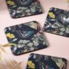 Royal Botanic Gardens Kew Midnight Floral Square Coaster Pack Of 4 -HARTS OF STUR Sales 8521340 RBG Kew Midnight Floral Square Coasters