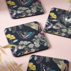 Royal Botanic Gardens Kew Midnight Floral Square Coaster Pack Of 4