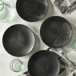 Royal Botanic Gardens Kew Living Jewels Set Of 4 Side Plates - Black