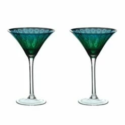 Artland Peacock Set Of 2 Martini Glasses