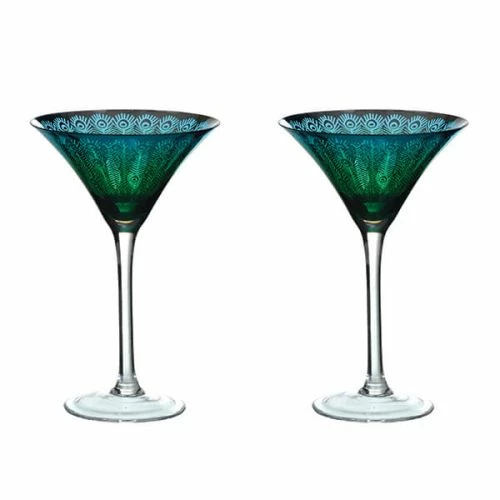 Artland Peacock Set Of 2 Martini Glasses 3 Artland Peacock Set Of 2 Martini Glasses