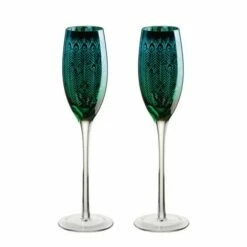 Artland Peacock Set Of 2 Champagne Flutes