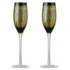 Artland Set Of 2 Midnight Peacock Champagne Flutes -HARTS OF STUR Sales ART51194ST2 Artland Set of 2 Midnight Peacock Champagne Flutes