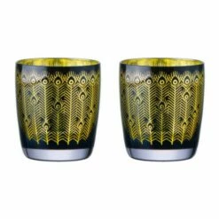 Artland Set Of 2 Midnight Peacock DOF Tumblers