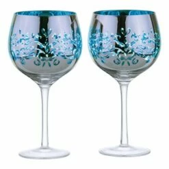 Artland Filigree Gin Glasses Blue Set Of 2