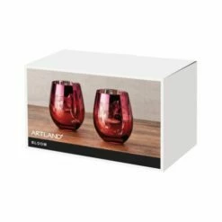 Artland Set Of 2 Bloom Stemless Tumblers -HARTS OF STUR Sales ART52133ST2 Artland Set of 2 Bloom Stemless DOF Tumblers 1