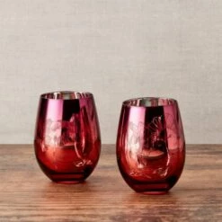 Artland Set Of 2 Bloom Stemless Tumblers -HARTS OF STUR Sales ART52133ST2 Artland Set of 2 Bloom Stemless DOF Tumblers 2