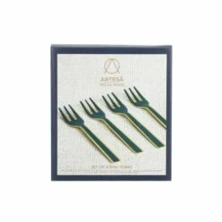 Artesa Enamel Small Serving Forks Set 4 Green -HARTS OF STUR Sales ARTFKGRN4PC Artesa Enamel Small Serving Forks Set 4 Green 2