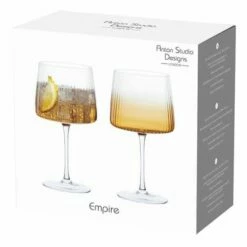 Anton Studios Empire Set Of 2 Gin Glasses Amber -HARTS OF STUR Sales ASD10359 Anton Studios Set of 2 Empire Gin Glasses Amber 3