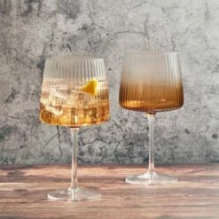 Anton Studios Empire Set Of 2 Gin Glasses Amber -HARTS OF STUR Sales ASD10359 Anton Studios Set of 2 Empire Gin Glasses Amber 4