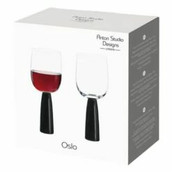 Anton Studios Oslo Set Of 2 Wine Glasses Black -HARTS OF STUR Sales ASD10383 Anton Studios Set of 2 Oslo Wine Glasses Black 3