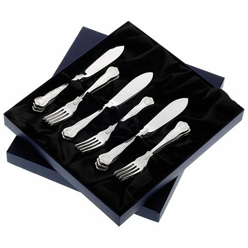Arthur Price Kings Sovereign Silver Plate Set Of 6 Pairs Of Fish Eaters -HARTS OF STUR Sales Arthur Price Kings Sovereign 6 Fish Eaters