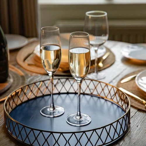 BarCraft Ridged Champagne Flutes Set Of 2 6 BarCraft Ridged Champagne Flutes Set Of 2 - Image 4