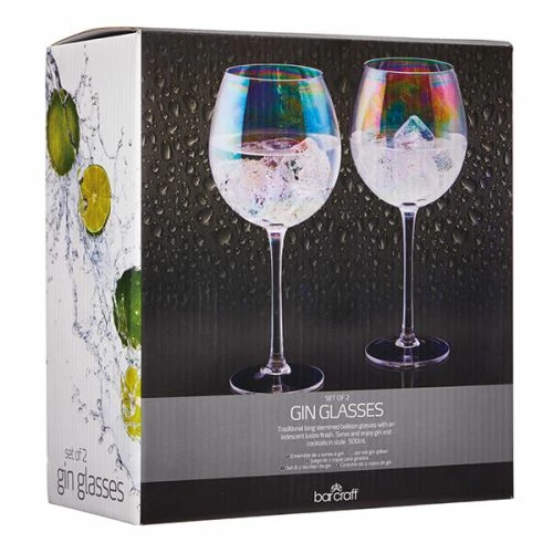 BarCraft Set Of Two Iridescent Gin Glasses 4 BarCraft Set Of Two Iridescent Gin Glasses - Image 2