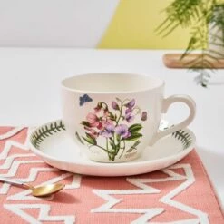 Portmeirion Botanic Garden Jumbo Cup & Saucer Set Of 6 -HARTS OF STUR Sales BG42000 Botanic Garden by Portmeirion Jumbo Cup And Saucer Set of 6 1
